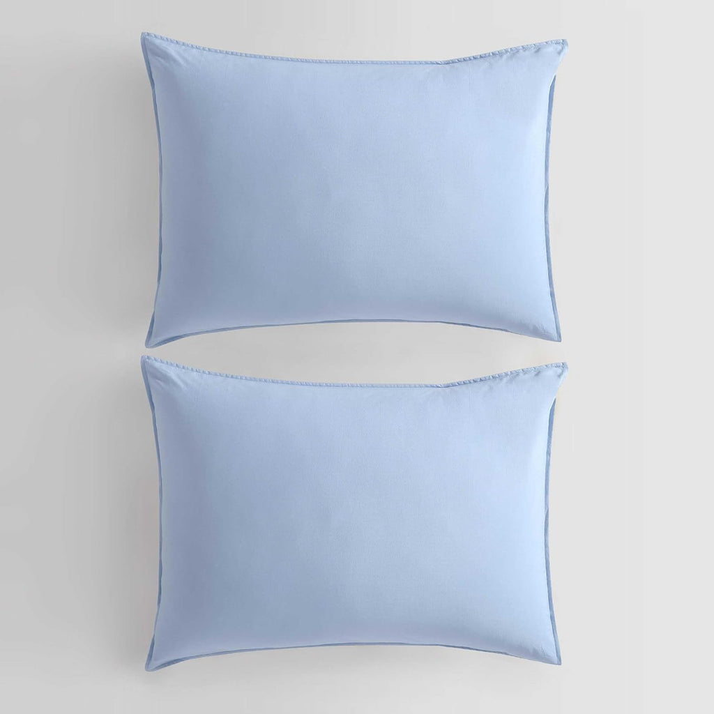 Calvin Klein - King Comforter Set, Modern Cotton Washed Percale Bedding with Matching Shams, Oeko-Tex Certified (Washed Percale Blue, King)