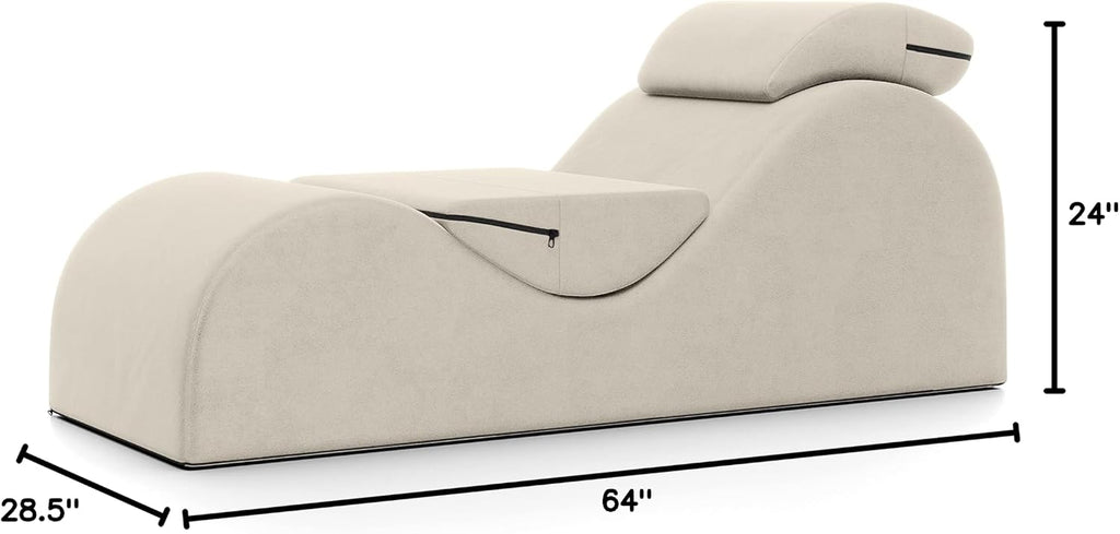 Avana Luvu Lounger - Chaise Lounge Chair for Yoga, Exercise, Massage - High Density Foam - Made in The USA - Beige