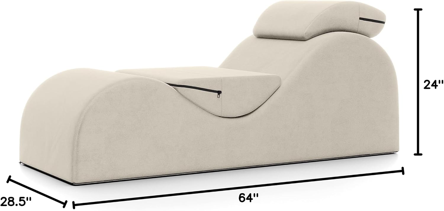 Avana Luvu Lounger - Chaise Lounge Chair for Yoga, Exercise, Massage - High Density Foam - Made in The USA - Beige