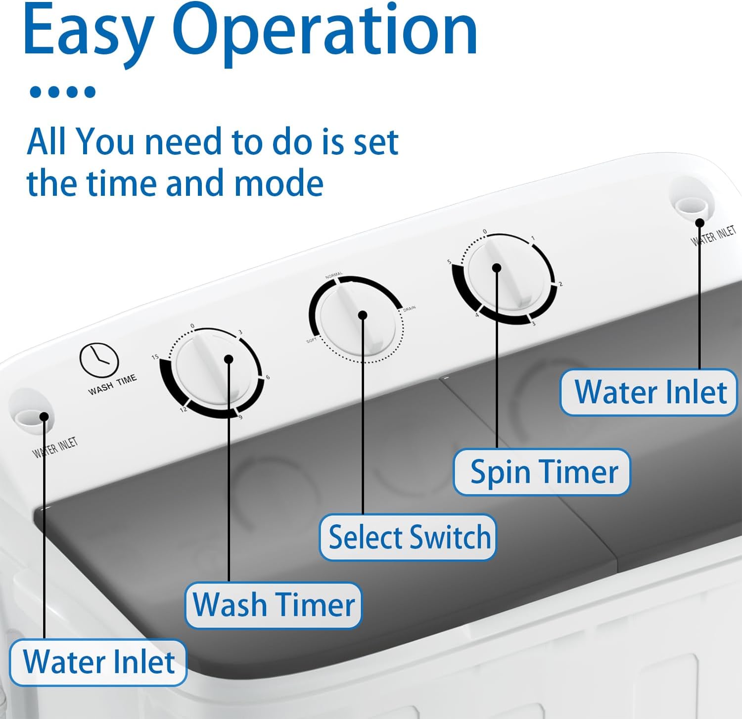 Portable Twin Tub Washing Machine, Buy 1(washer) Get 1(Dry Rack) Free! 11 lbs Washer Mini Compact Laundry Machine and 7 lbs Spinner, Semi-automatic Combo for Dorms, Apartments(black)