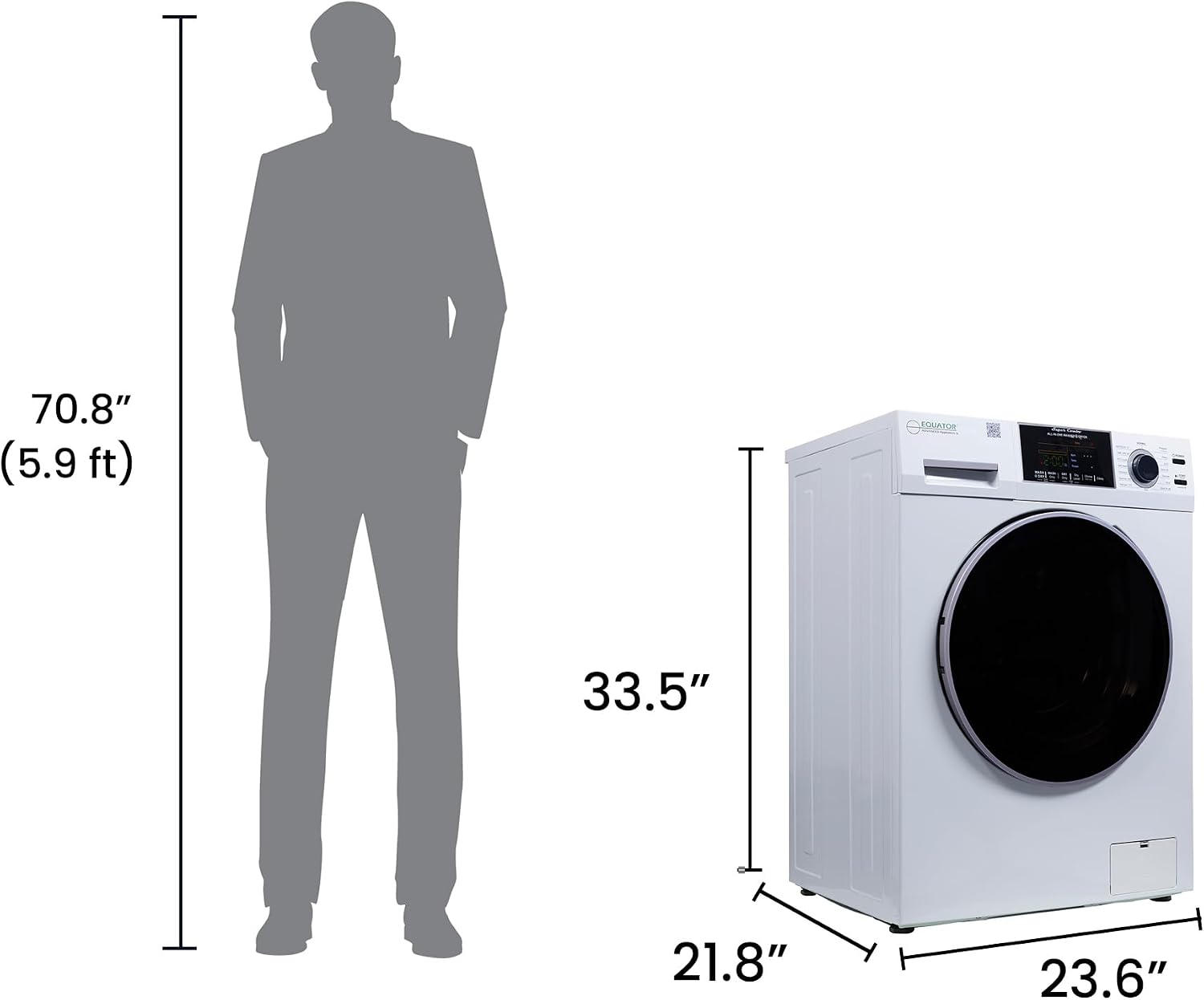 Equator All-in-one Washer Dryer Ventless FULLY BUILTIN 0-CLEARANCE 1.62cf/15lbs 110V 1400RPM