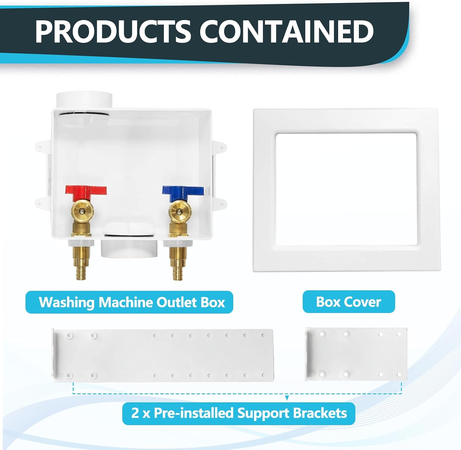Washing Machine Outlet Box, Center Drain/Side Drain, 1/2 Inch Pex Crimp Inlet x 3/4 Inch MHT Outlet Connection, Laundry Washer Valve Outlet Box (Pack of 5)