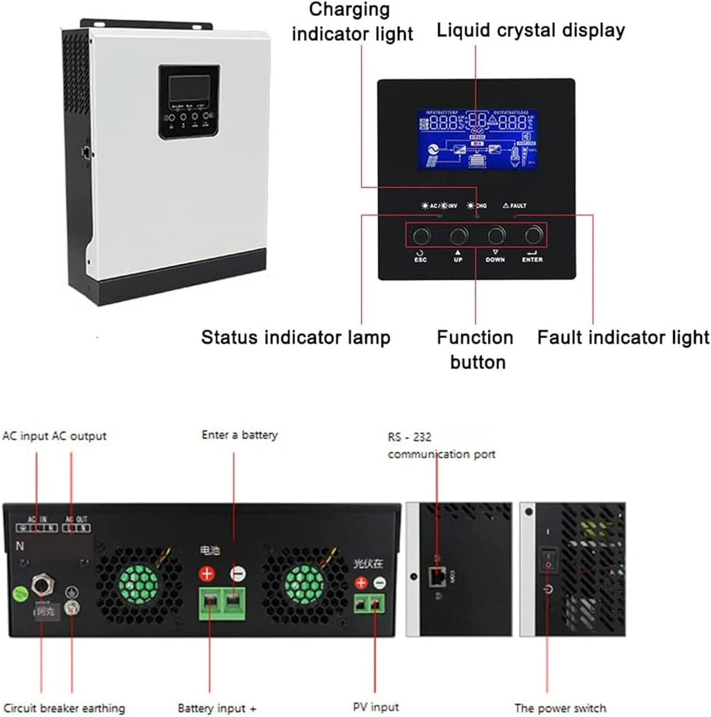 3000W Solar Hybrid Inverter Solar Wind Energy Inverter,High Frequency Hybrid Pure Sine Wave Inverter with Mppt Solar Charge Controller