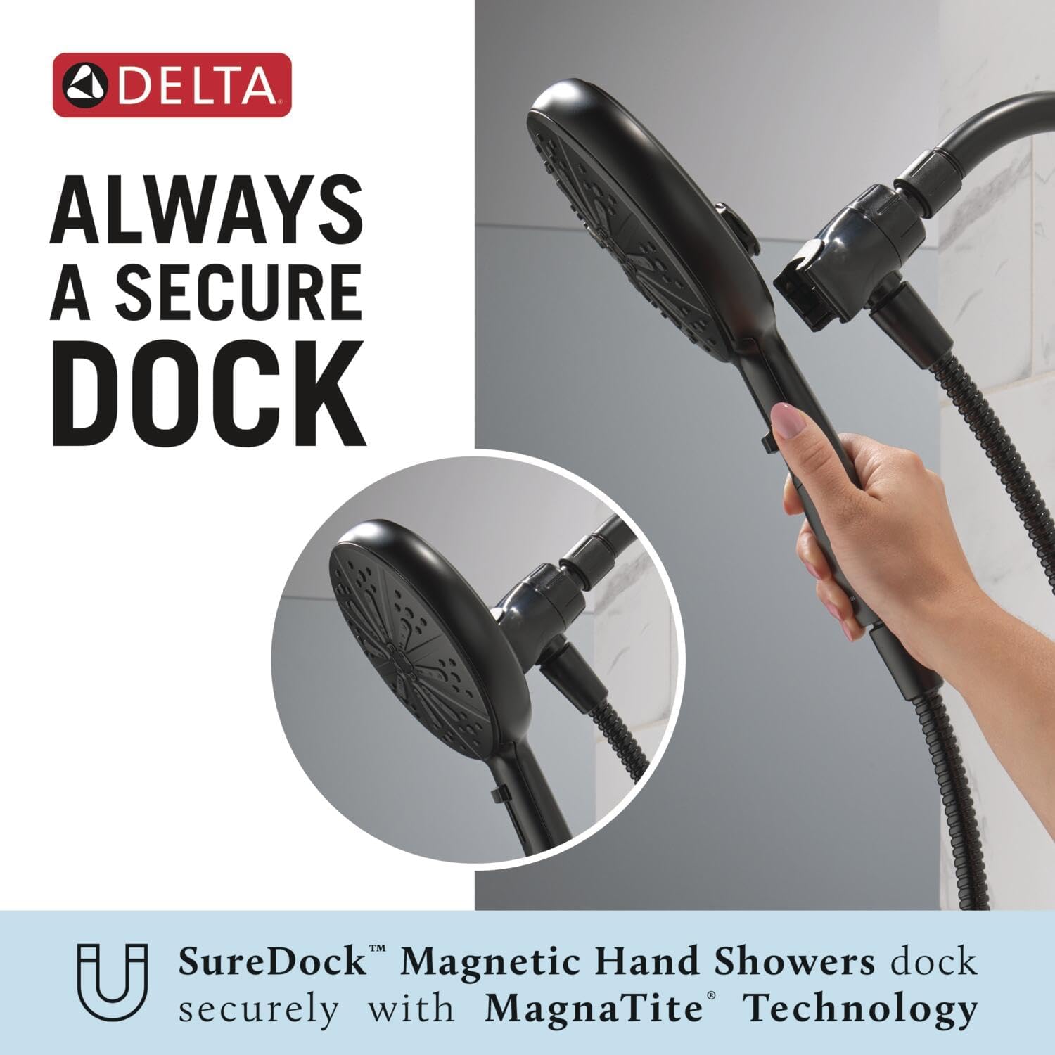 Delta Nicoli 14 Series Matte Black Bathtub Shower Faucet Set with Handheld Shower Head, Valve Trim Kit, Matte Black 144749-BL-HS (Valve Included)
