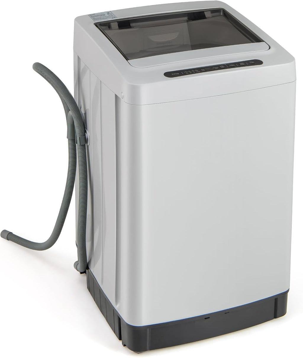 COSTWAY Portable Washing Machine, 11 LBS Full Automatic Portable Washer with 8 Modes, 10 Water Levels, LED Display & Built-In Drain Pump, 1.5 Cu.Ft. Washer & Spinner Combo for Apartment RV (Grey)