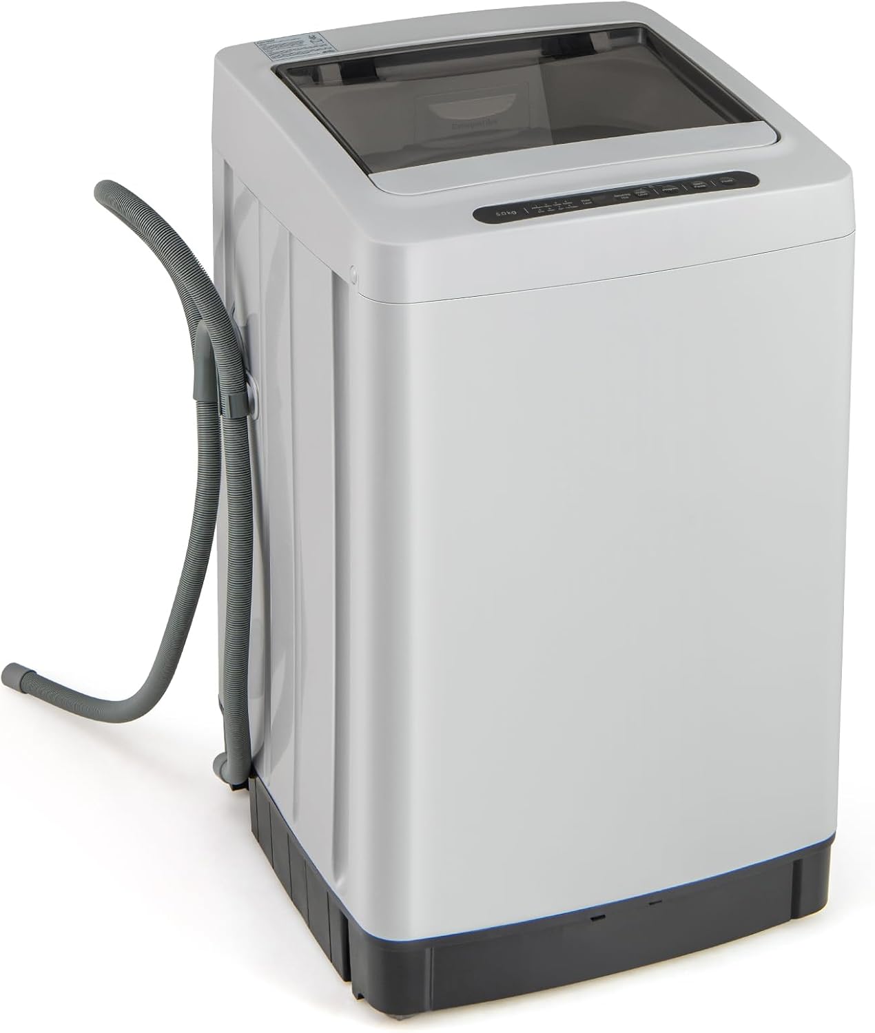COSTWAY Portable Washing Machine, 11 LBS Full Automatic Portable Washer with 8 Modes, 10 Water Levels, LED Display & Built-In Drain Pump, 1.5 Cu.Ft. Washer & Spinner Combo for Apartment RV (Grey)