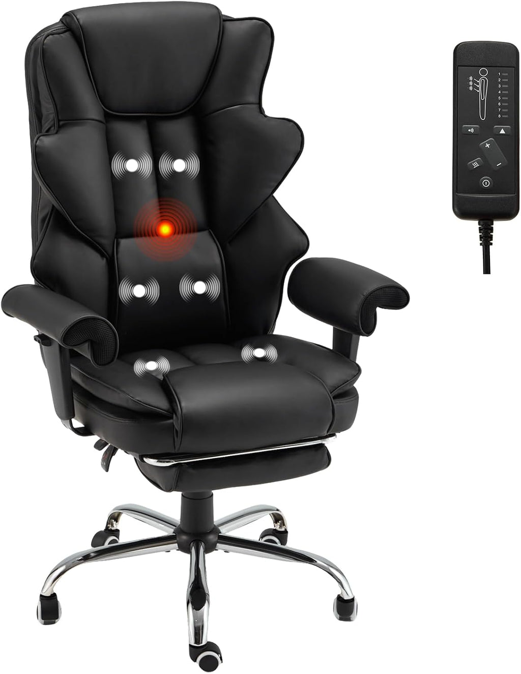 Ergonomic Office Chair with Heated Massage Function, Executive Computer Desk Chair, Adjustable Massage Seating (Black)