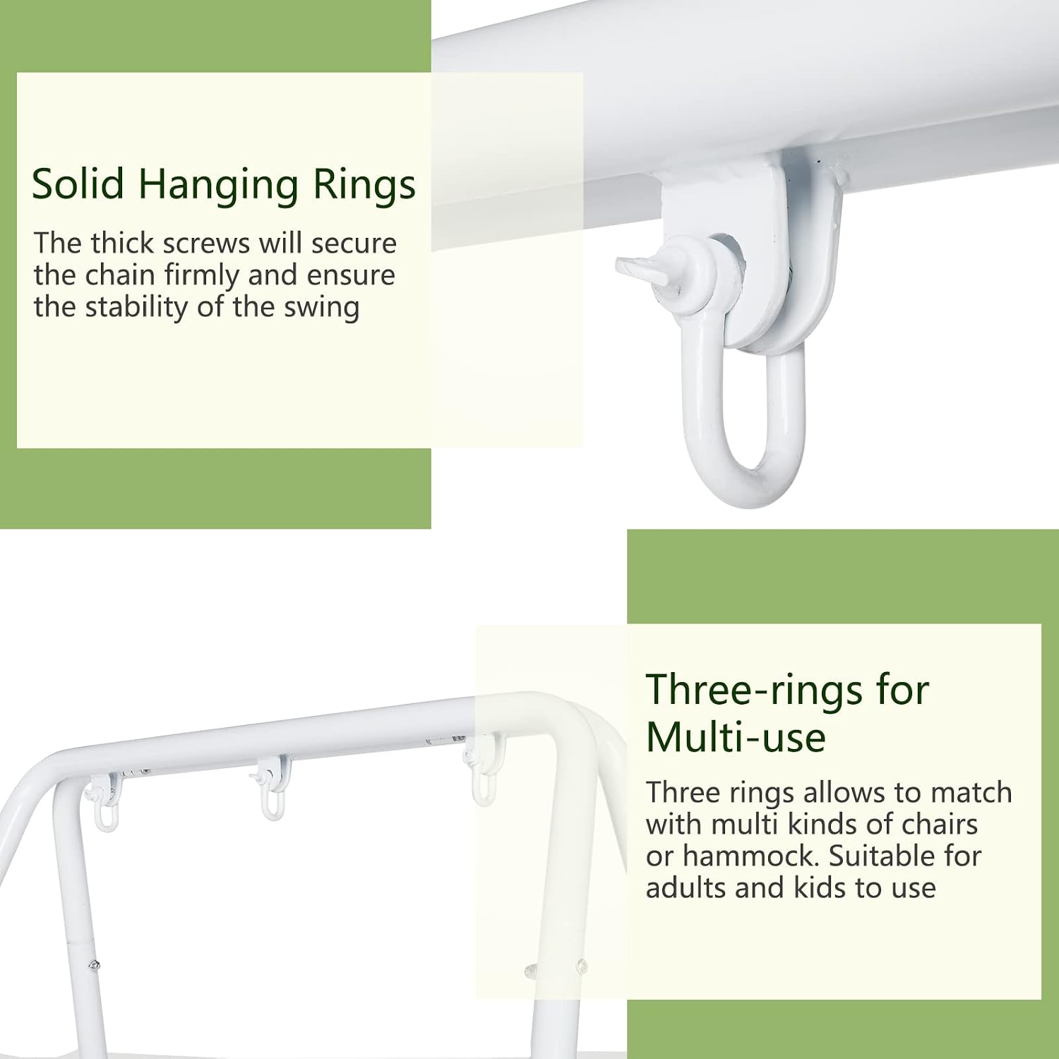 White Outdoor Hanging Chair Stand, Heavy-Duty 450 LBS Support Outdoor Hammock Chair Stand for Patio, Garden, and Backyard, White Hammock Frame,Hanging Chair Stand