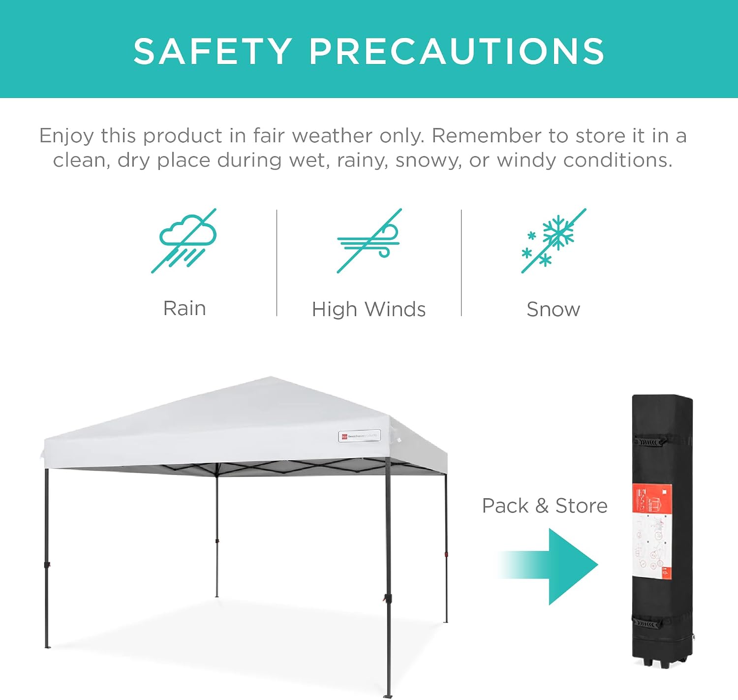 Best Choice Products 10x10ft Pop Up Canopy Tent, Outdoor Shade, 1 Person 1 Minute Set Up, Carry Case, 4 Weight Bags - White