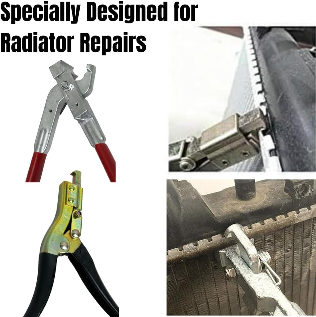 Radiator Repair Pliers & Clamps Bundle- Combo Opening & Closing Pliers and Two J-Clamps tools for Radiator Repair kit, 4pcs total - AM Worldwide