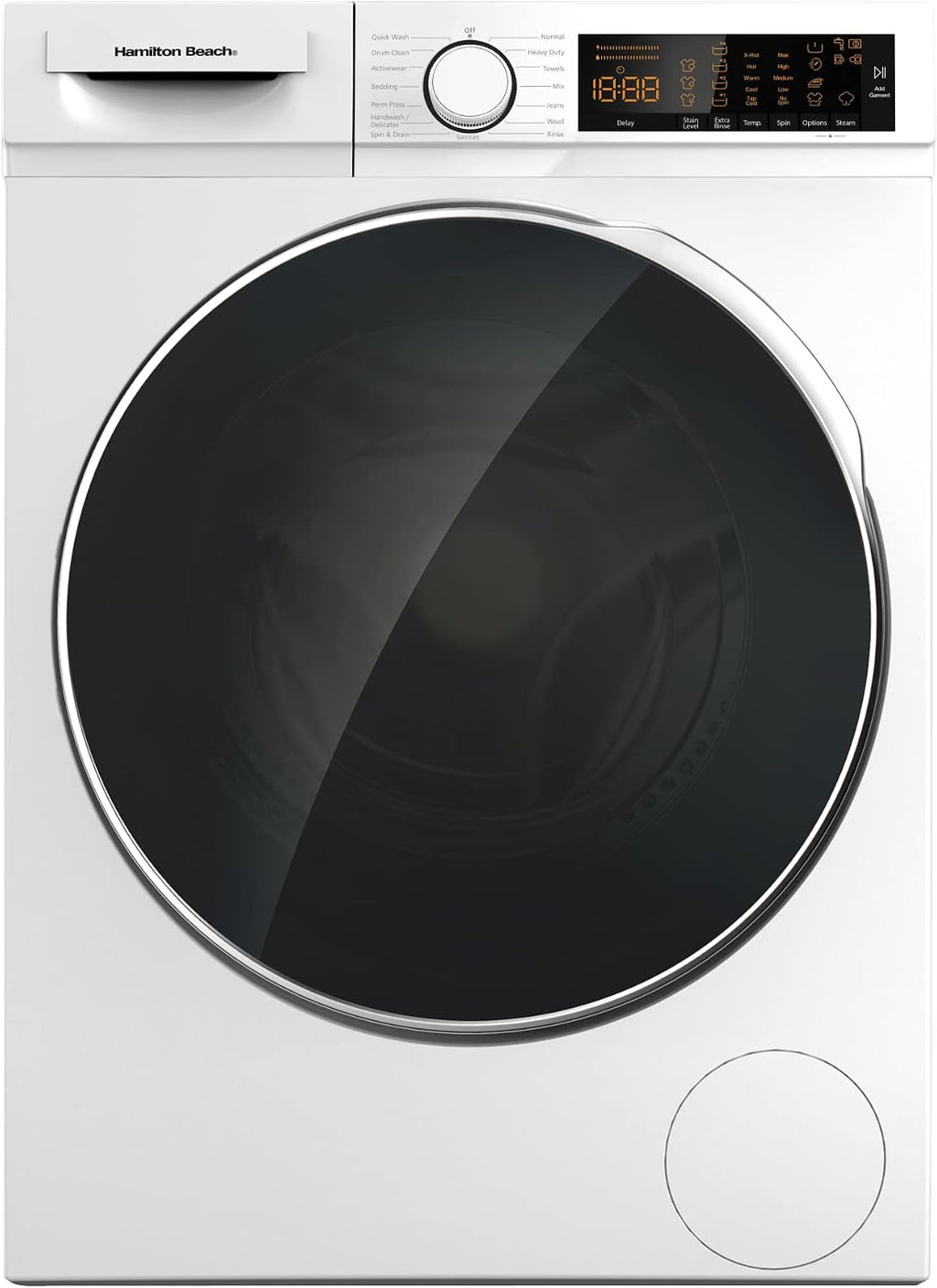 Hamilton Beach Fullsize 2.2 cu ft Front Load Washer and 4 cu ft Dryer Combo - 24' Wide - includes Stacking Kit and Drawer