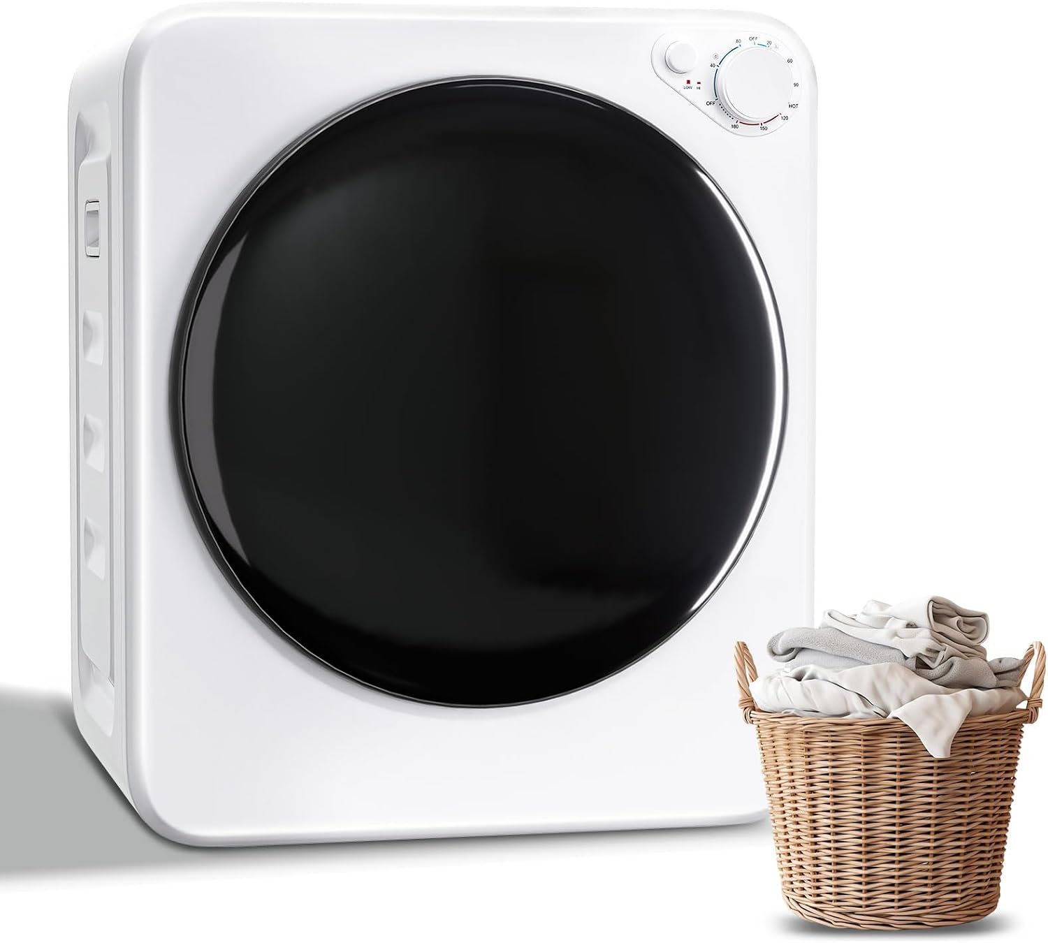 DOGHLY 120V Portable Electric Clothes Dryer, 800W Compact Laundry Dryer, Easy Control, 1.8 Cu.Ft Front Load Stainless Steel Electric Dryers Machine with Simple Control Knob for Apartment, RV, Dorm