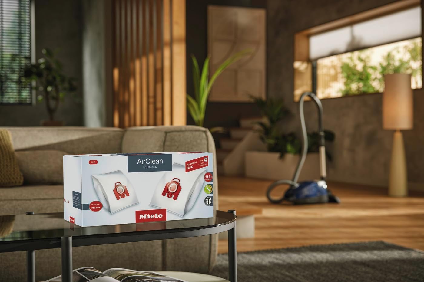 Miele Genuine FJM HyClean Air Vacuum Cleaner Bags for Miele Compact C1 & Compact C2 Vacuum Cleaners, Performance Pack of 16 Dust Bags and 1 HEPA Filter