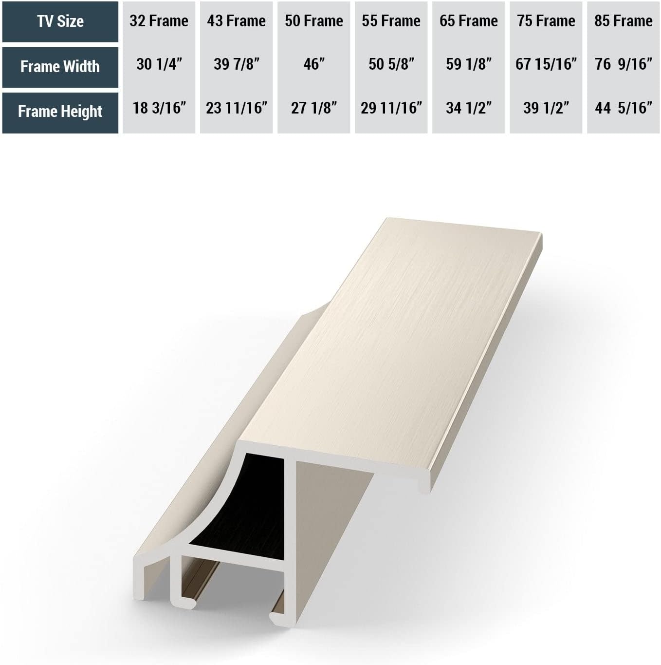 German Silver Scoop 43' Alloy Deco TV Frame - Compatible ONLY with Samsung The Frame TVs (Fits 2021-2026, LS03A, LS03B, LS03C, LS03D, LS03FA)