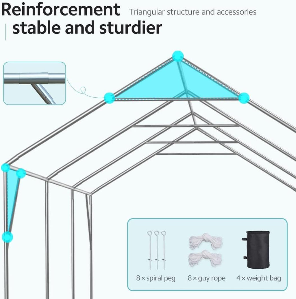 ADVANCE OUTDOOR 12x20 ft Heavy Duty Carport Potable Car Canopy Garage Party Tent Boat Shelter, Adjustable Height from 9.5 ft to 11 ft, White