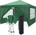 COBIZI 10x10 Pop Up Canopy Tent with 4 Sidewalls,10x10 Ez Up Waterproof Canopy Tents for Parties Camping Exhibition, Outdoor Easy Set U Gazebo Tent with Carry Bag,8 Stakes & 4 Ropes(Green