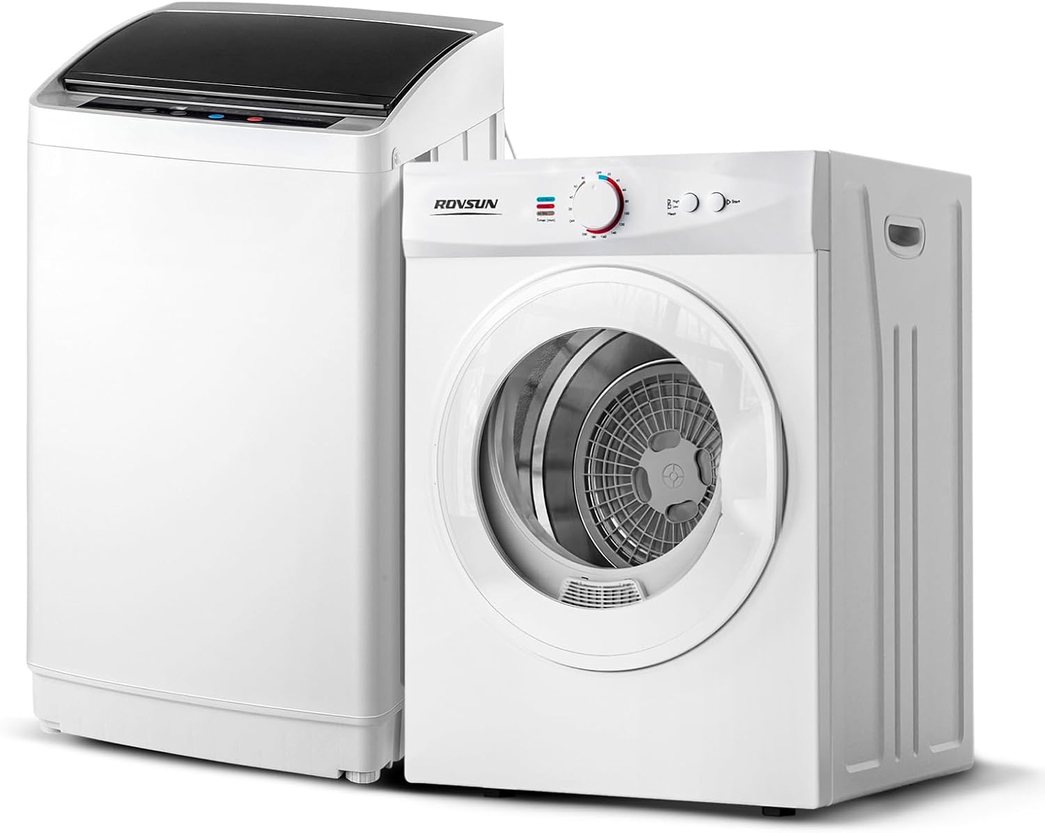 ROVSUN 1.8CuFt Portable Clothes Dryer and 17.8LBS Full-Automatic Washing Machine Set, Compact Laundry Washer and Dryer Combo Set with Stainless Steel Inner Tub, for Apartment, Dorms, Home