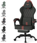 Ferghana Velvet Fabric Gaming Chair with Wider Seat Cushion, Diamond Double-Stitching Ergonomic High Back Game Chair with Footrest, Computer Chair with Massage Lumbar Support for Adult, Black/Red