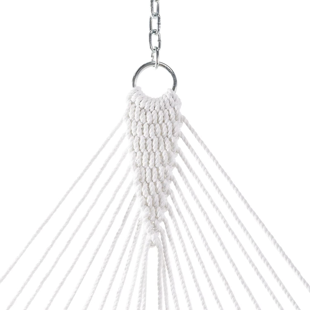 Original Pawleys Island Large White DuraCord Rope Hammock – 13 ft. x 55 in., 2-Person, 450 lb Capacity, Oak Spreader Bar, Zinc-Plated Hardware, Handcrafted in the USA
