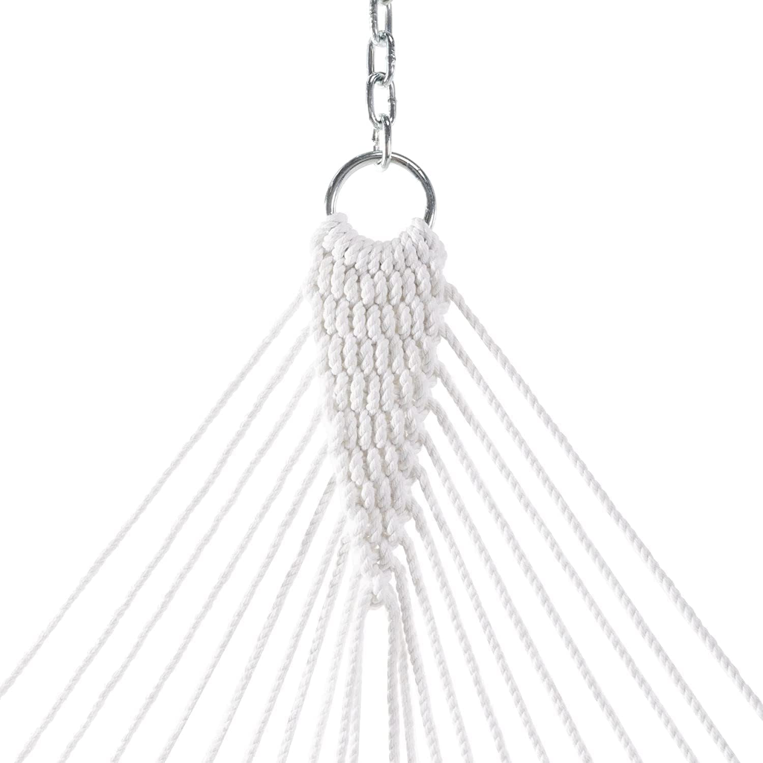 Original Pawleys Island Large White DuraCord Rope Hammock – 13 ft. x 55 in., 2-Person, 450 lb Capacity, Oak Spreader Bar, Zinc-Plated Hardware, Handcrafted in the USA
