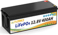 FLLYROWER 12V Lithium Battery 400AH with BMS and 16500 Deep Cycles 12V 400AH Lifepo4 Battery Grade A Cells for Marine Trolling Motor RV Camping Solar Golf Cart Off-Grid