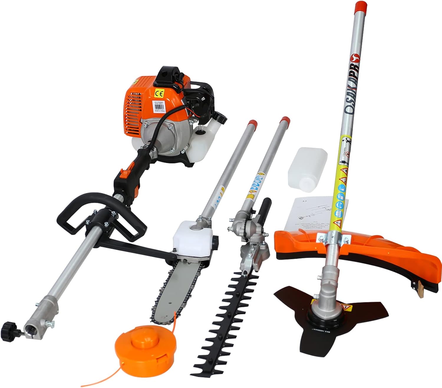52cc 2-Cycle Gas Multi-Trimmer | 4-in-1 String Trimmer w/Rotatable Pole Saw, Weed Eater Weed Wacker, Brush Cutter & Hedge Trimmer Gas for Lawn, Yard, Garden Care, All-in-one Garden Tool