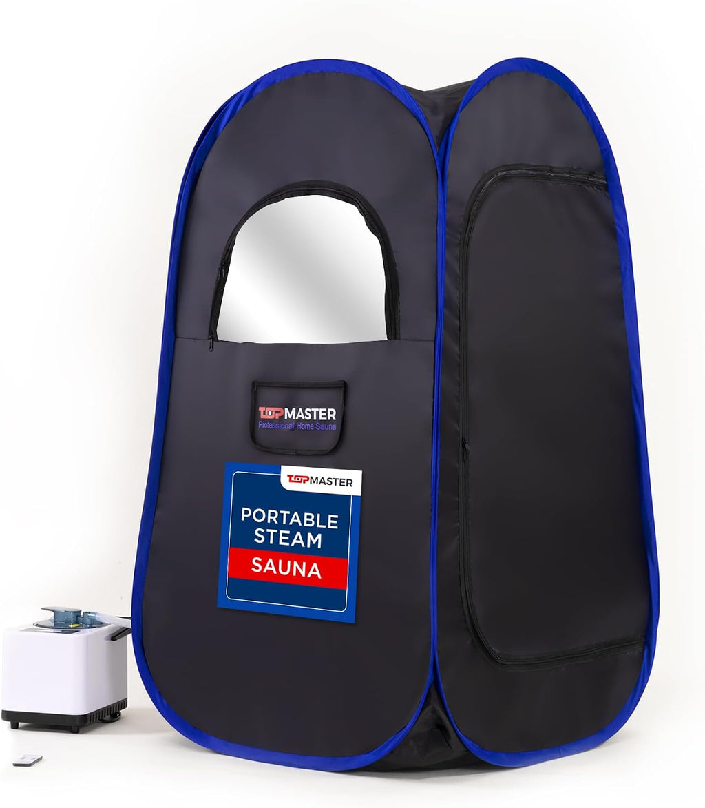 TopMaster Foldable Steam Sauna, Portable Steam Sauna for Home, Sauna Tent, Sauna Box Portable, Indoor Portable Sauna with Foldable Chair, Remote Controller - 3L 1100W Steam Generator Black