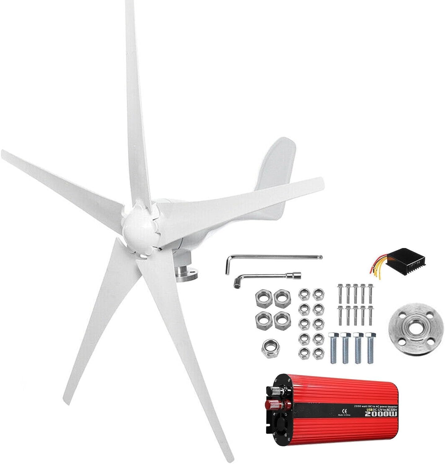 CHRISK Wind Turbine Generator Kit 3000W Windmill with MPPT Controller Inverter Kit Wind and Solar Hybrid Power Generation System