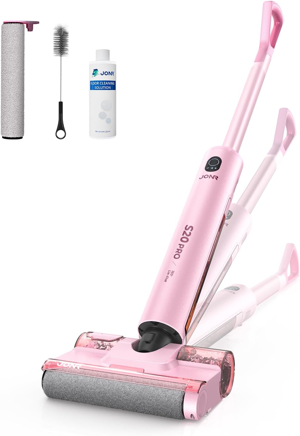 JONR S20 Pro 180° Lay Flat Wet Dry Vacuum Cleaner - Smart Adjusting Suction Cleans Under Low Furniture (3.5'), Self-Cleaning, 2-in-1 Vacuum and Mop for Pet Hair, Kitchen Spills & All Floor (L)