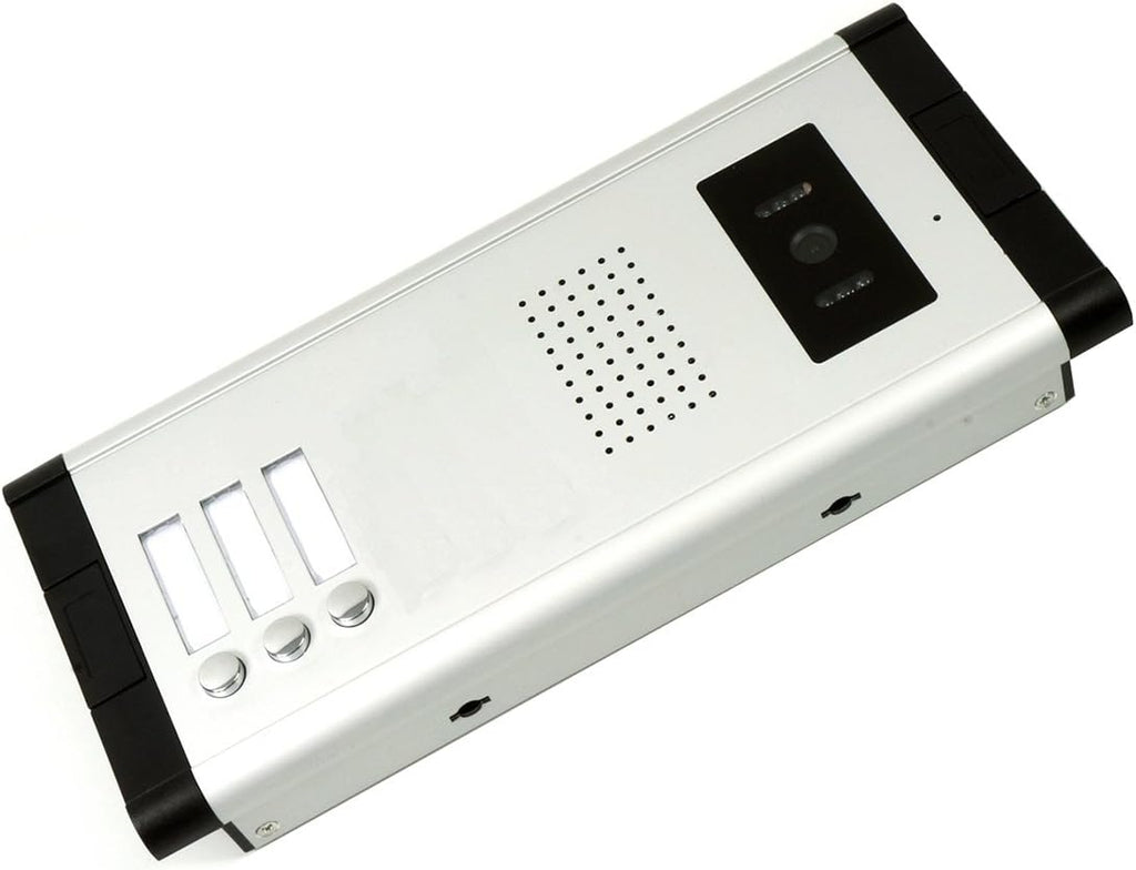 3 Units Apartment Video Intercom System, 7 Inch Monitor Wired Video Doorbell Door Phone Kits, Indoor Outdoor IR Camera, Monitoring, Unlock, 2 Way Intercom for 3-Household Home Apartment