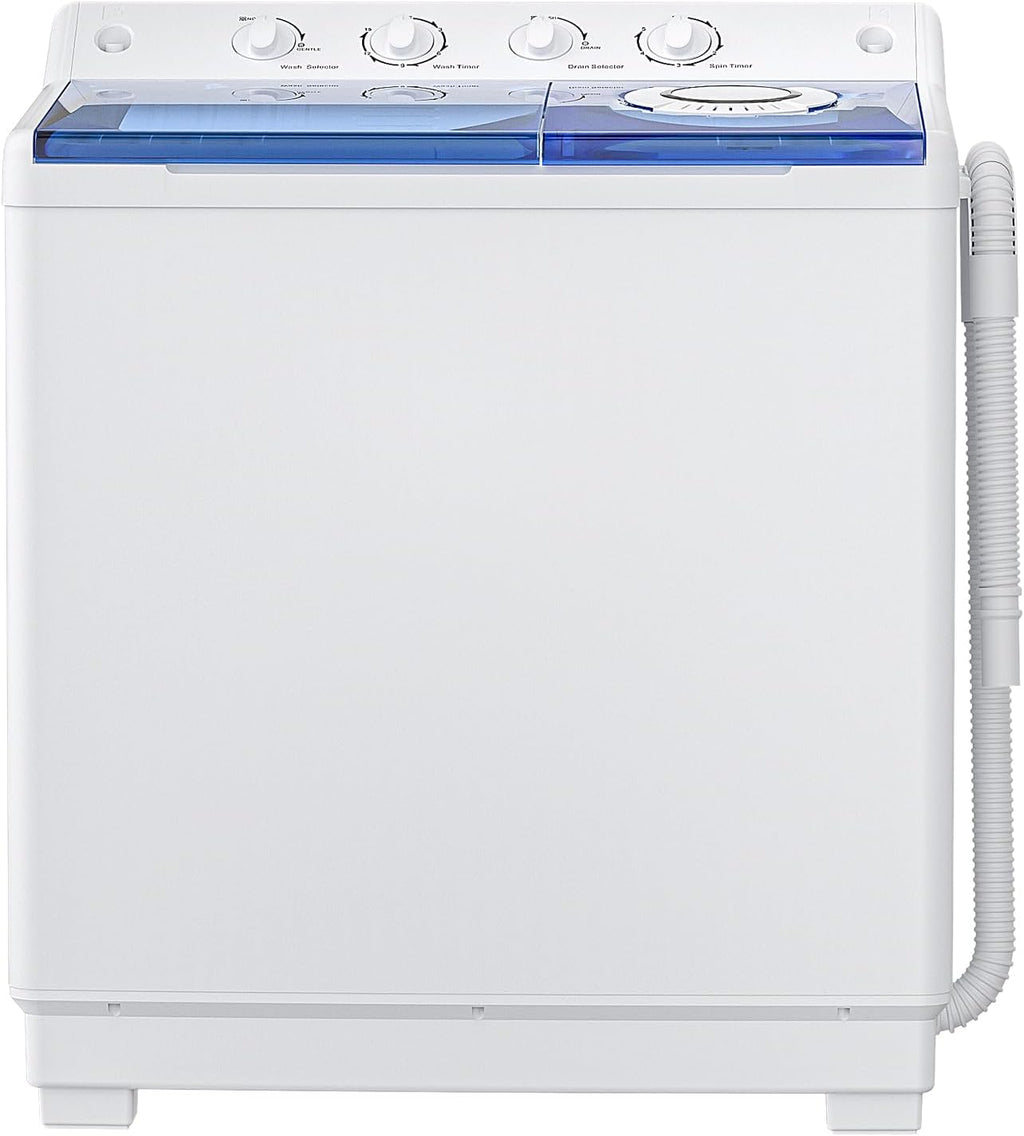 Zynkez Portable Washing Machine, 40Lbs Compact Washing machine, Twin Tub Laundry Washer Machine with Built-in Drain Pump, Semi-Automatic 24Lbs Washer and 16Lbs Spinner Combo for Apartments, Dorms, RVs