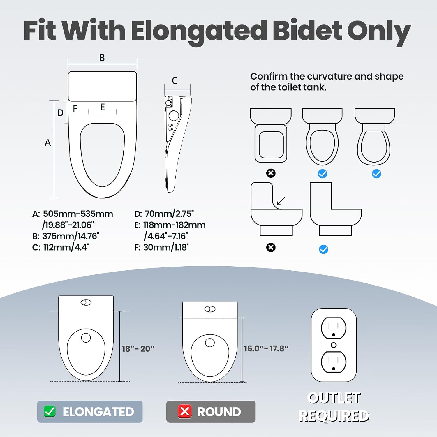 Tadashi Bidet Toilet Seat Elongated, Heated Toilet Seat, Instant Warm Water & Dryer, Feminine & Rear Wash, Self-Clean Nozzle, Slow Close Lid, Child/ECO/Silent Mode