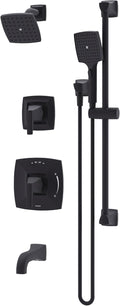 Symmons Oak HydroMersion Double Handle Tub and Shower Trim Kit with Hand Spray in Matte Black (Valve Not Included) 5696MB15TRM