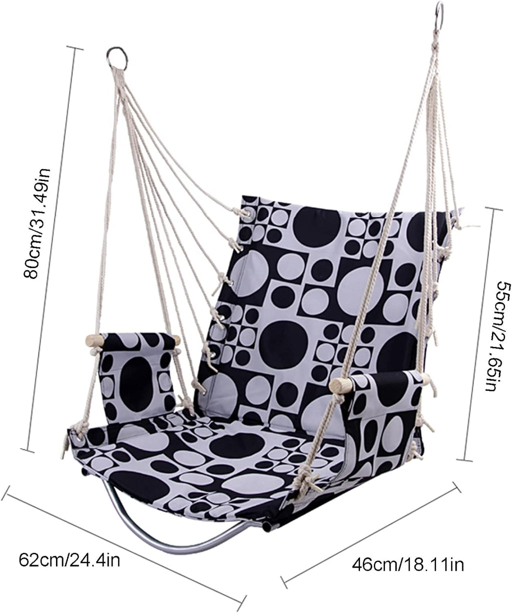 Hammock Chair Swing Hanging Rope Swing Chair with 2 Seat Cushions Soft Max 330 Lbs Handmade Hanging Chair for Bedroom Patio Yard Garden Outdoor Indoor (G)