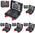 Eastvolt 12-Piece Flex-Head Ratcheting Wrench Set, Metric 8mm-19mm, Combination Ended Spanner kits, Chrome Vanadium Steel with Toolbox, EVHT1201 (Pack of 5)