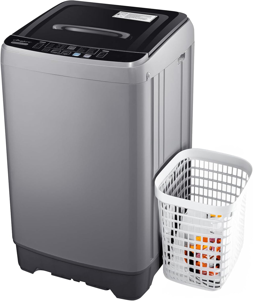Anypro Portable Washing Machines 17.8LBS Full Automatic Clothes Washer and Spinner Combo with 10 Programs and 8 Water Levels, Compact Laundry Wash Spin Dryer for Apartment RV Dorm Home, Grey