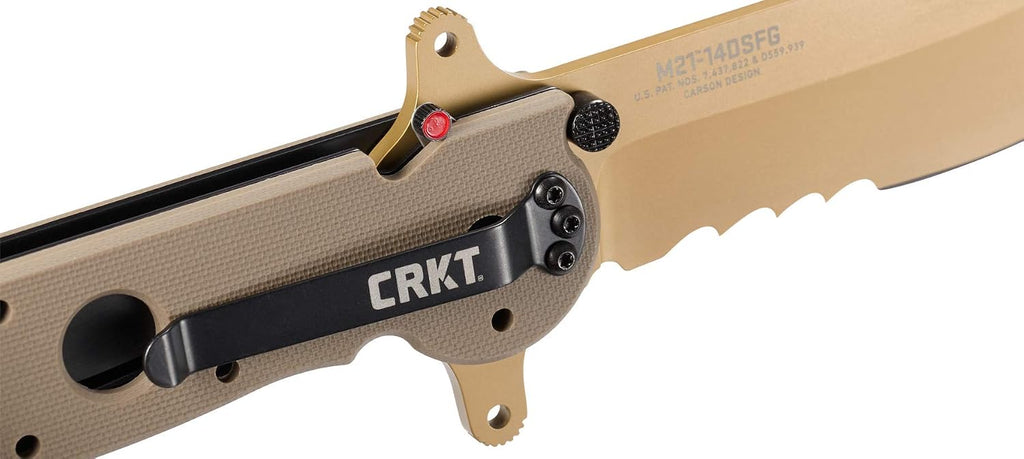 CRKT M21-14DSFG Folding Knife with Liner Lock: 1.4116 Veff Serrations Blade, G10 Handle, Reversible Pocket Clip, M21-14DSFG