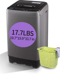 KRIB BLING Full-Automatic Washing Machine with Drain Pump, 17.7 lbs Compact Washer, 10 Wash Program & 8 Water Level, Ideal for Apartment, Dorm, RV, GREY (KB02-GREY6)