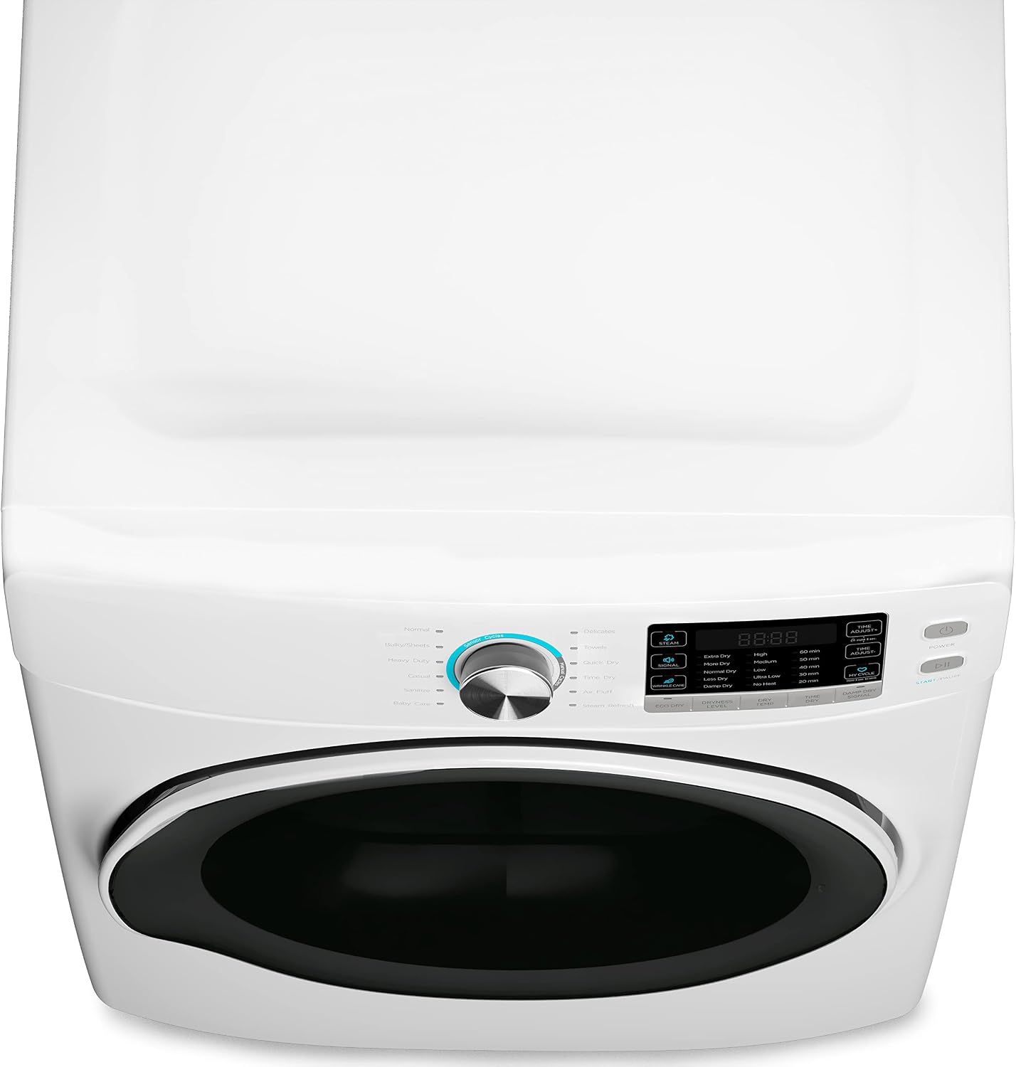 KoolMore 27' Front Load X-Large 8 Cu. Ft. Dryer, Large Capacity Home Unit with Wrinkle Release Steam Function and Smart Sensor Dry Technology, Stainless-Steel Drum [White] [240V] (FLD-8CWH)