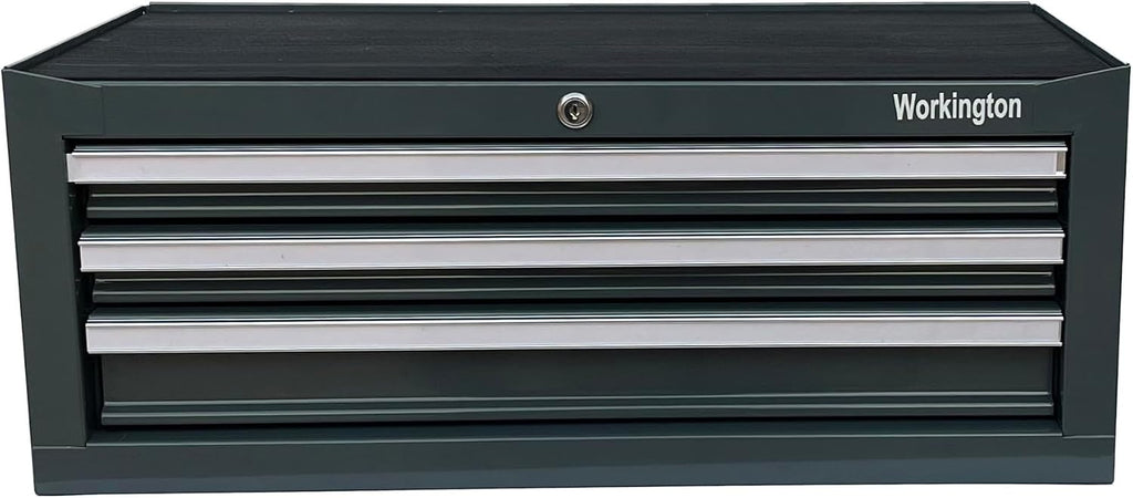 Workington Industrial 3 Drawers Portable Metal Intermediate Box, 26' Middle Tool Chest Cabinet with Ball Bearing Drawer Slides, Steel Tool Storage Box Organizer 4009 Gray