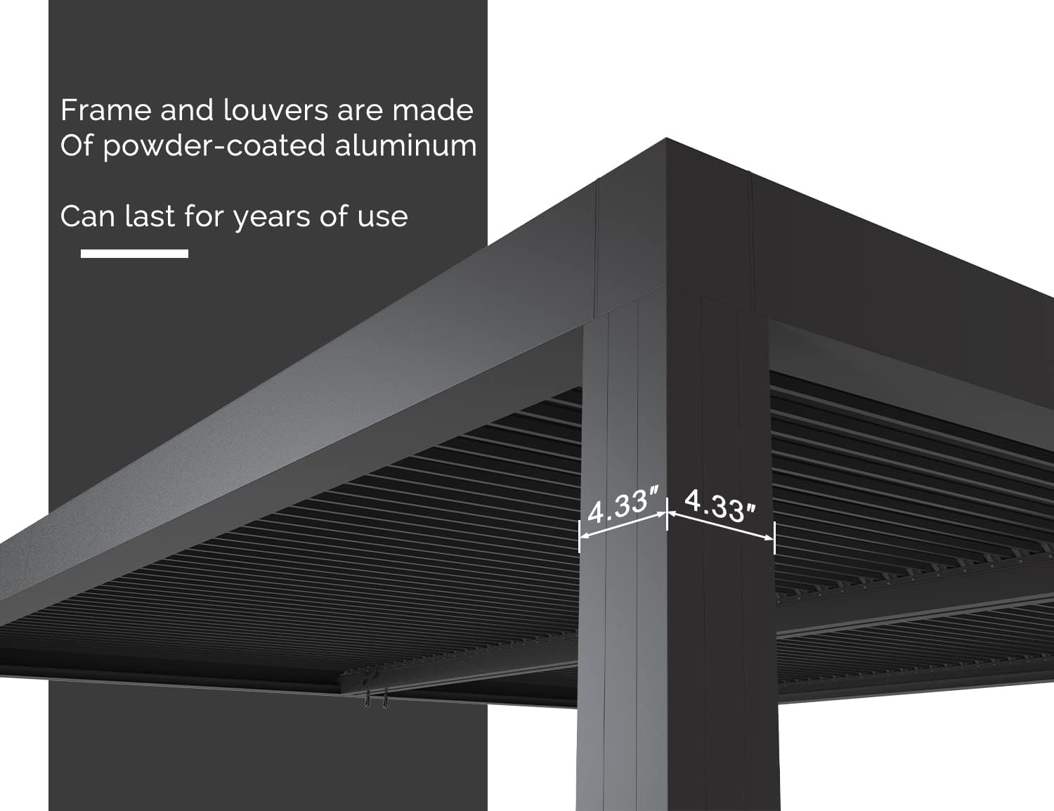 PURPLE LEAF Louvered Pergola 94AS 10' x 14' Outdoor Aluminum Pergola with Two Independently Adjustable Roof with 24 Light Bulbs for Backyard Garden