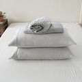Simple&Opulence 100% Linen Sheet Set with Embroidery Washed - 4 Pieces (1 Flat Sheet & 1 Fitted Sheet & 2 Pillowcases) Natural Flax Soft Bedding Breathable Farmhouse - Light Grey, Full Size