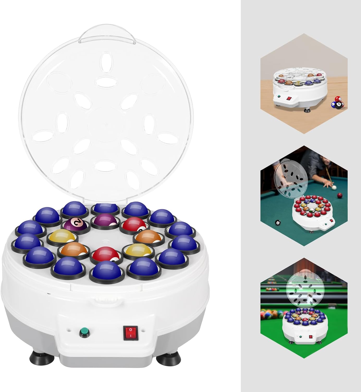 110V Automatic Pool Balls Cleaner, Electric Pool Ball Cleaning Machine Billiards Ball Polishing Washing Machine Billiard Ball Cleaner and Polisher for 22 Billiard and Snooker Balls