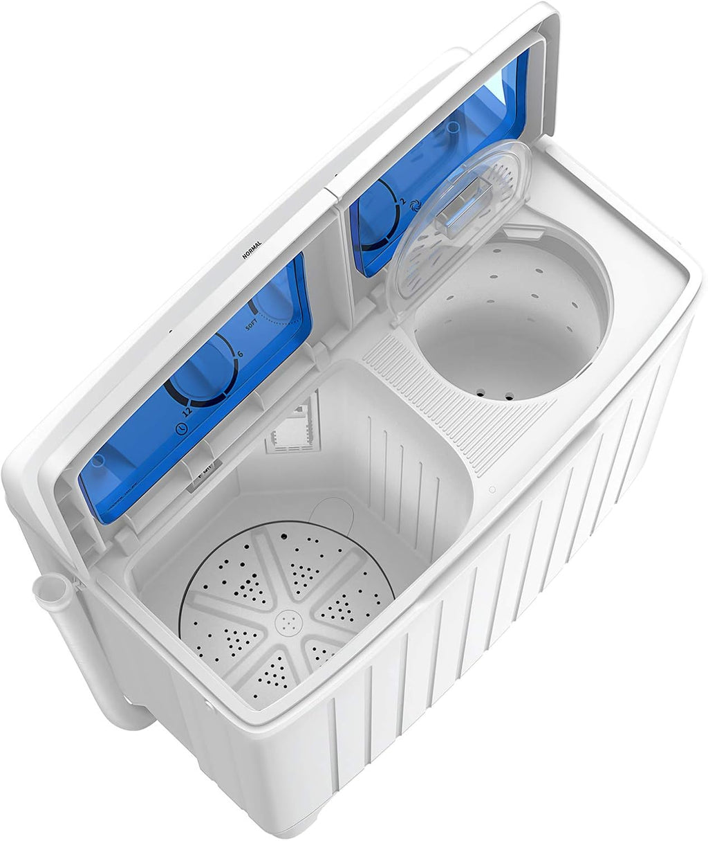 Giantex Portable Washing Machine, 20lbs Capacity, Twin Tub 2lbs Washer & 8lbs Spinner Combo, Compact for Apartment RV Dorms, Blue & White, GT24267-PE