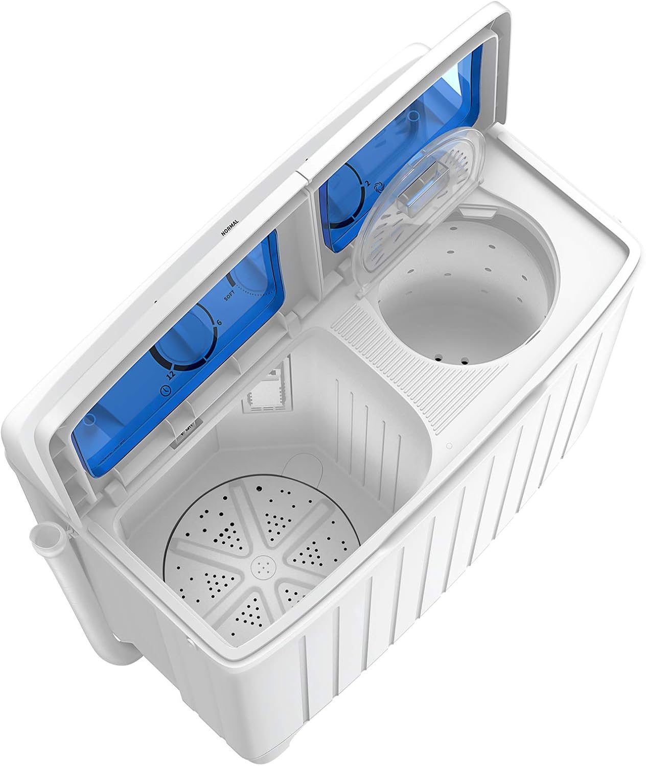 Giantex Portable Washing Machine, 20lbs Capacity, Twin Tub 2lbs Washer & 8lbs Spinner Combo, Compact for Apartment RV Dorms, Blue & White, GT24267-PE