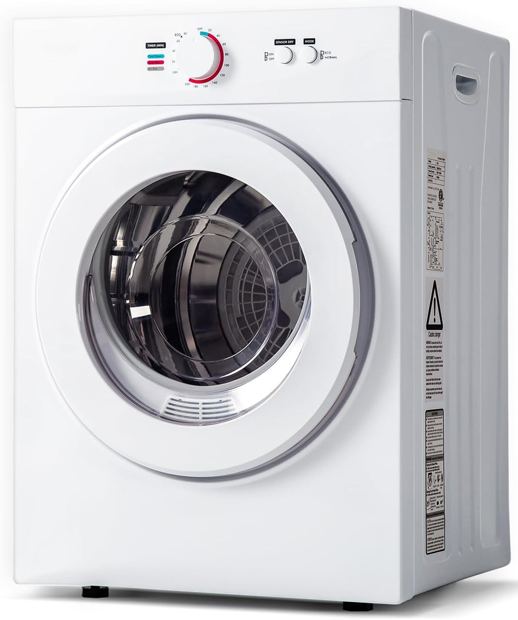 Feelfunn 1.8 Cu.Ft Compact Dryer - 1020W Portable Clothes Dryer with Stainless Steel Tub, Front Load Tumble, Four Functions - Compact Drying Unit for Laundry, Apartments, Dorms