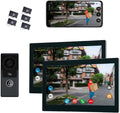 2pin-Wired 2MP HD Indoor 10' WiFi Monitor Smart Home Video Doorbell Intercom System, Remote APP Phone Unlock Video Record Motion Detect 2-Way Talk IR Camera Door Bell 1x doorbell + 2 x 10in Monitor