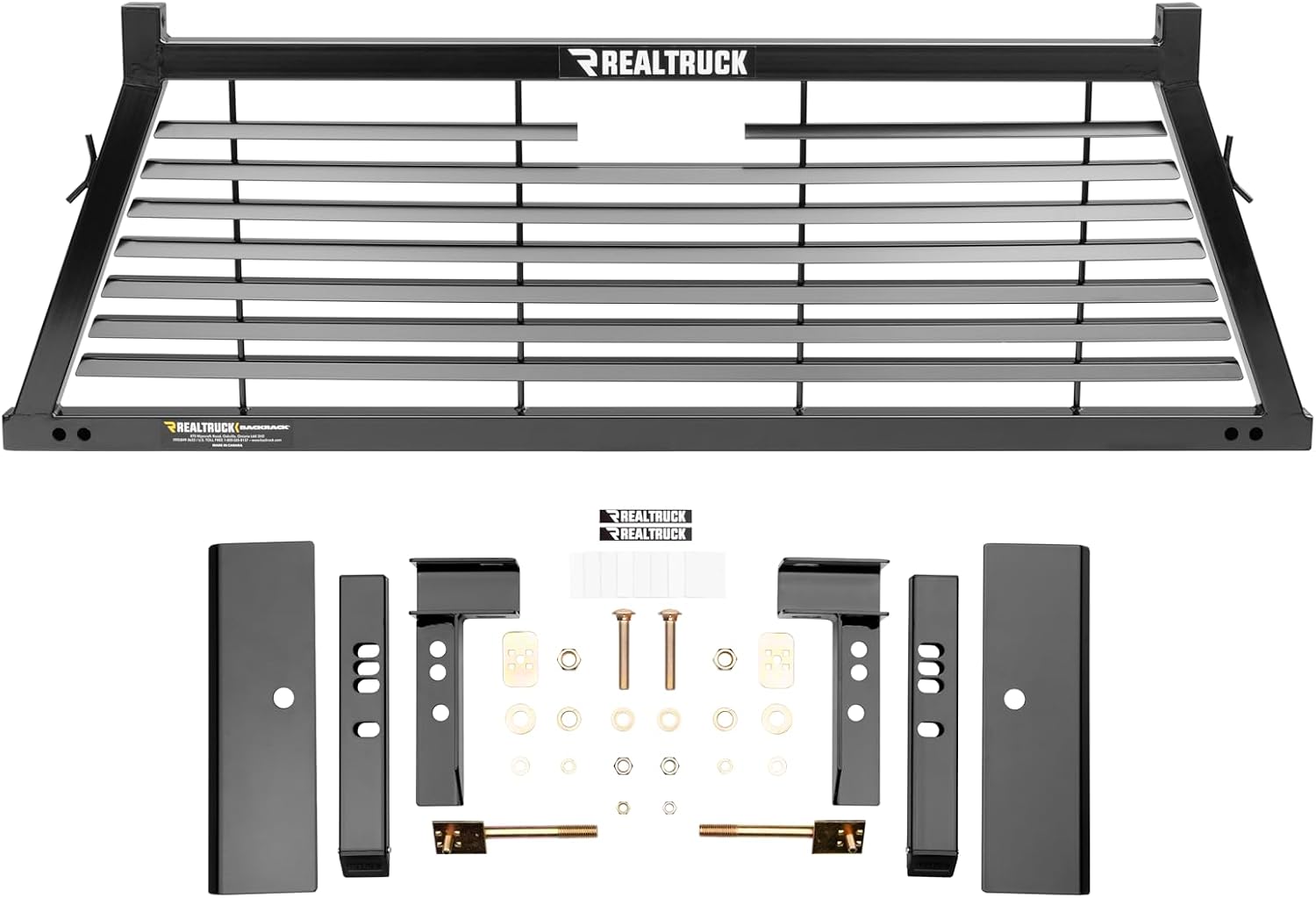 RealTruck Backrack Louvered Rack Frame + Hardware Kit for use w/Low Profile Tonneau Cover, Combo | No Drill, Black | 12900 & 40120 | Fits 2007-2018 Chevrolet/GMC Silverado/Sierra 1500/2500HD/3500HD