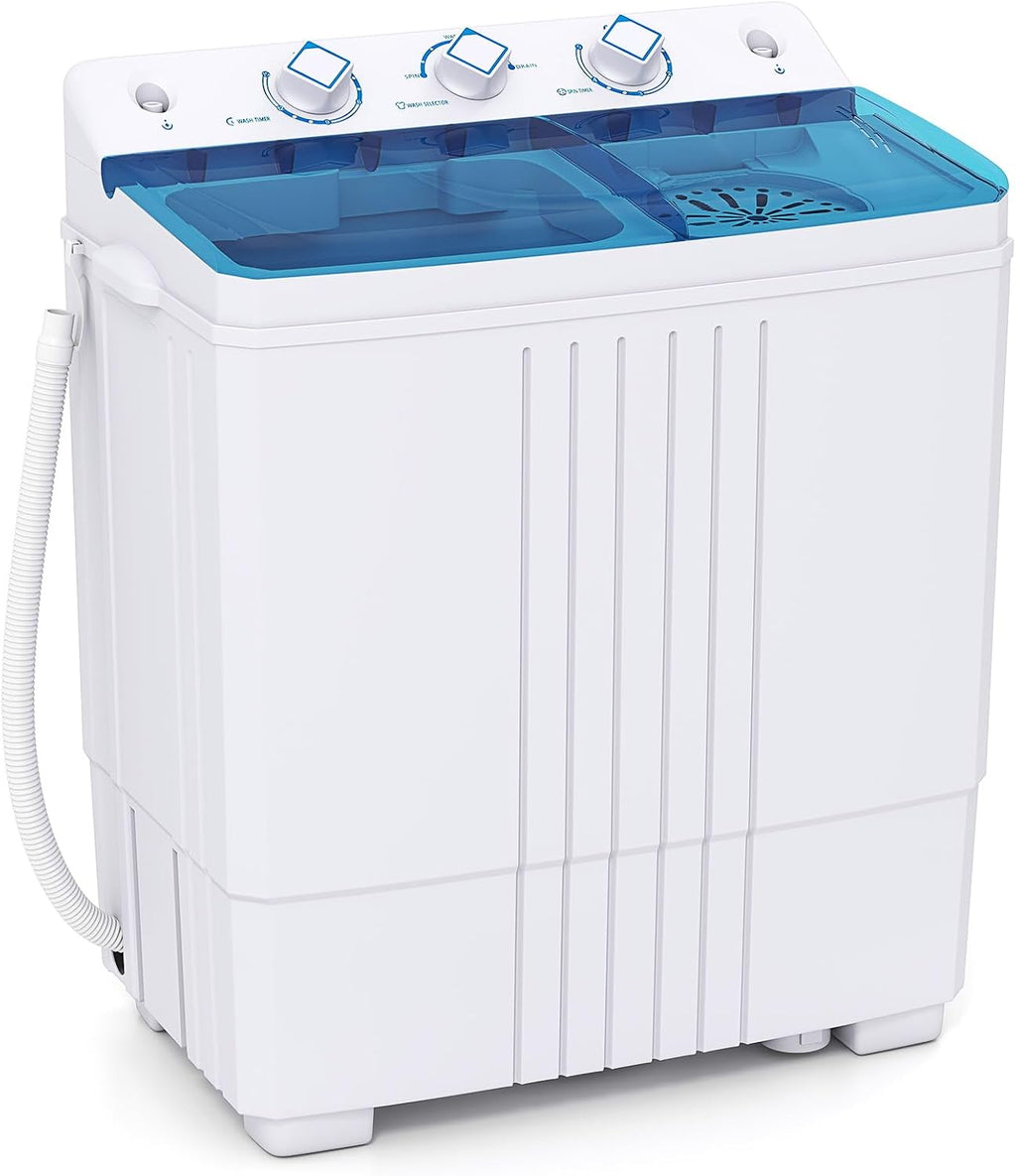 Giantex Washing Machine, 20Lbs Capacity, Washer and Spinner Combo, Portable Compact Twin Tub 12Lbs Washing and 8Lbs Spinning, Inlet and Drain Hose, Laundry Washer for Apartment RV Dorm