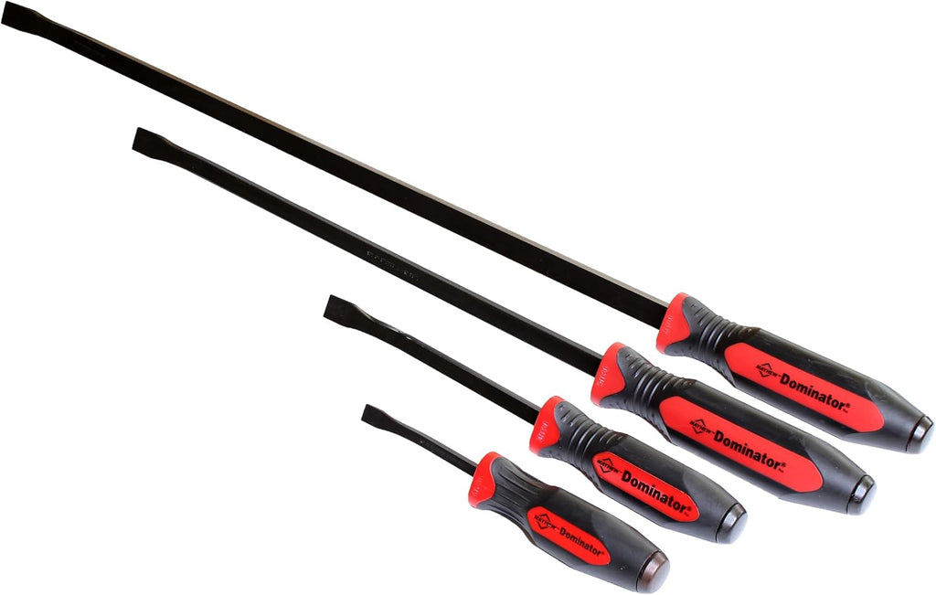 Mayhew Tools 14065 Dominator Pro Pry Bar Set, 8', 12', 25' & 36' Curved Pry Bars, Red